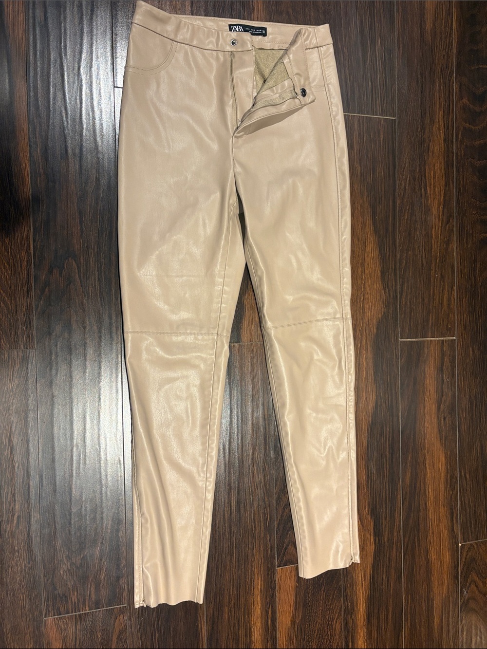 Zara Nude Faux Leather Skinny Pants